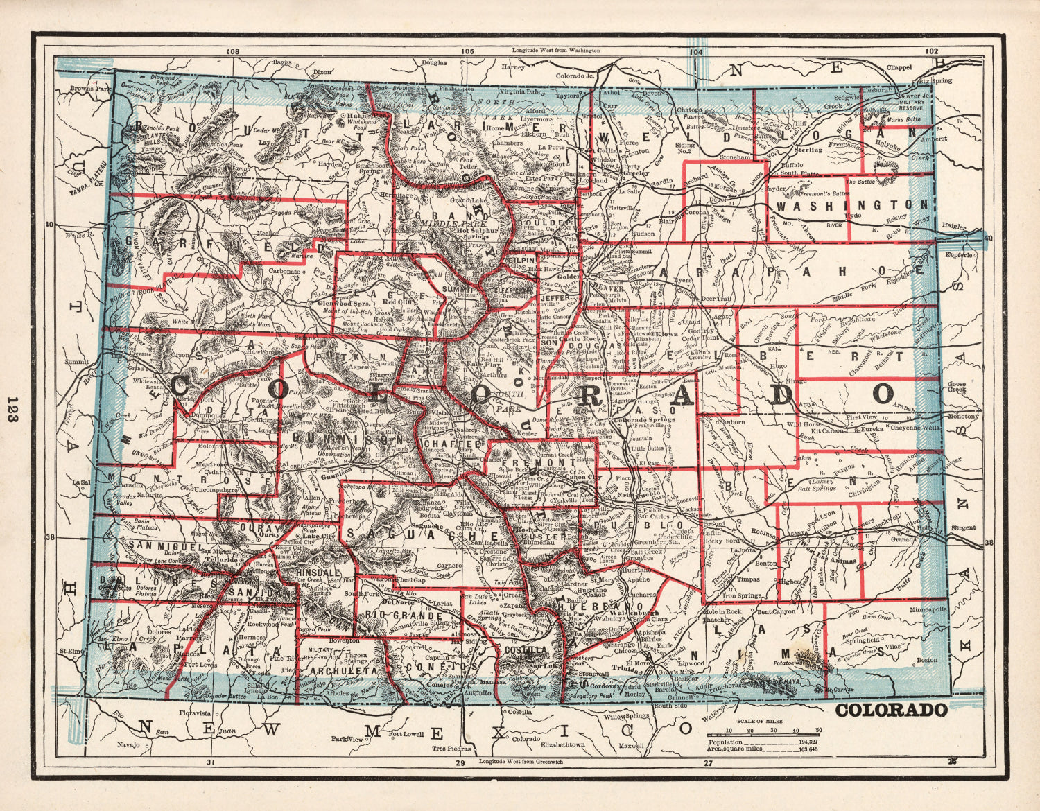Vintage Map of Colorado 1893