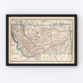 Vintage Map of Montana 1893