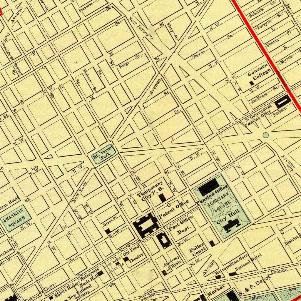 Vintage Map of Washington, DC 1897