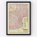 Vintage Map of New Orleans, Louisiana 1897