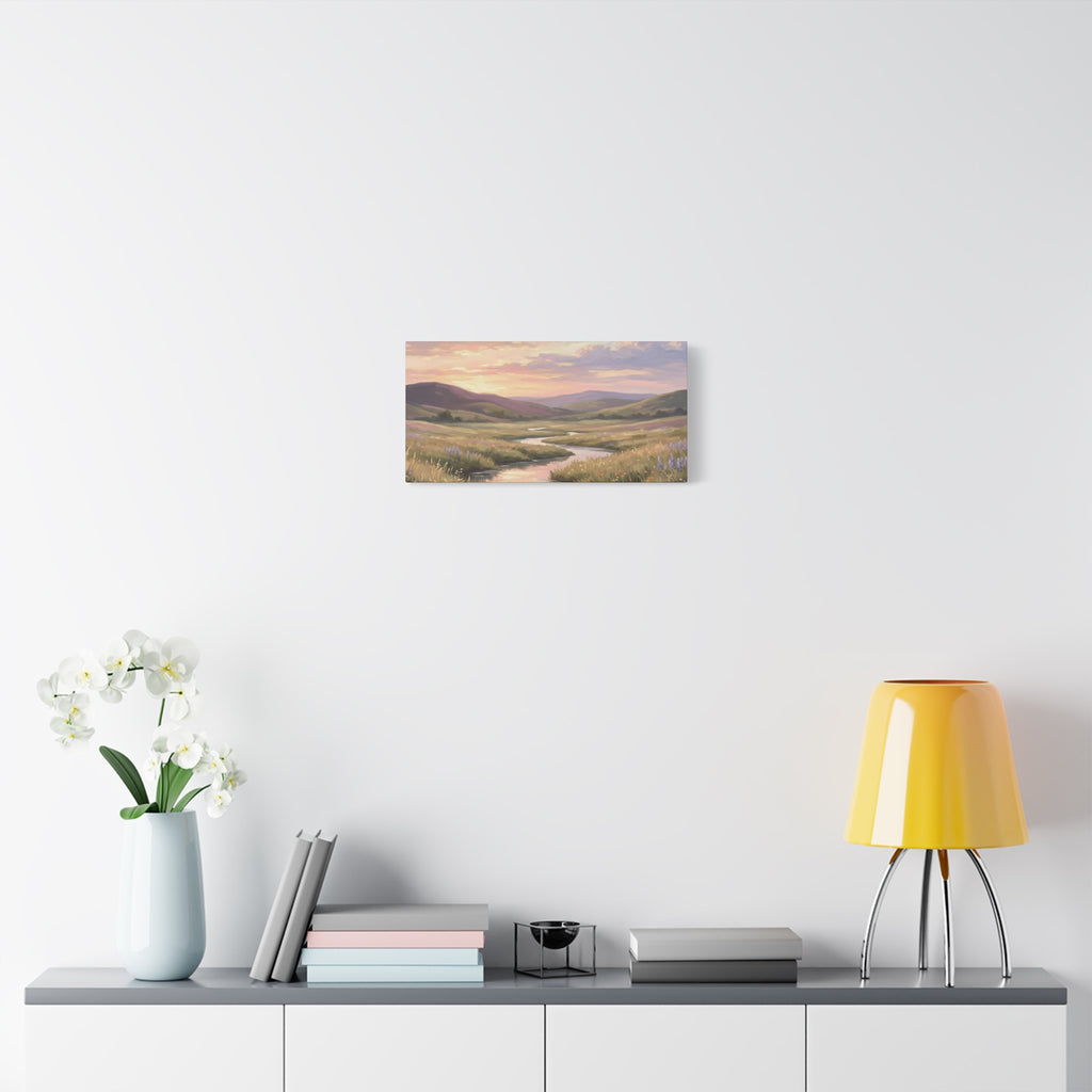 Sunset Meadow Canvas Wall Art - Stretched Matte Landscape Print