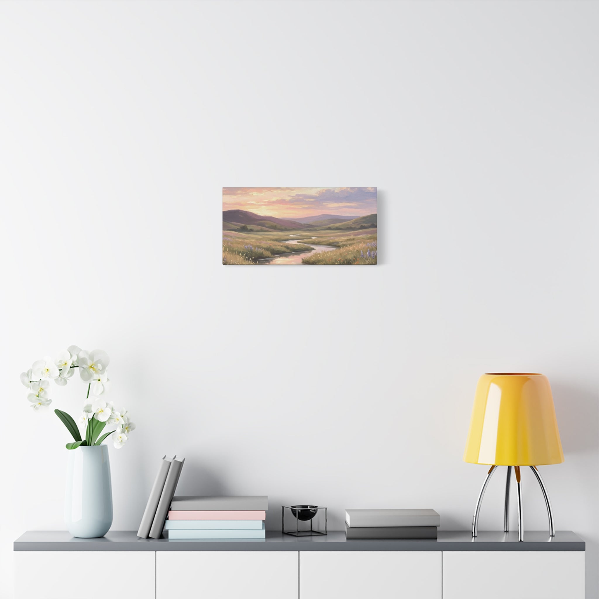 Sunset Meadow Canvas Wall Art - Stretched Matte Landscape Print