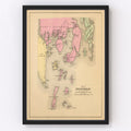 Vintage Map of Boothbay, Maine 1894