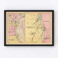 Vintage Map of Hallowell, Maine 1894