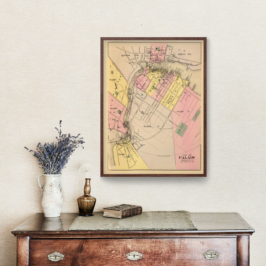 Vintage Map of Calais, Maine 1894