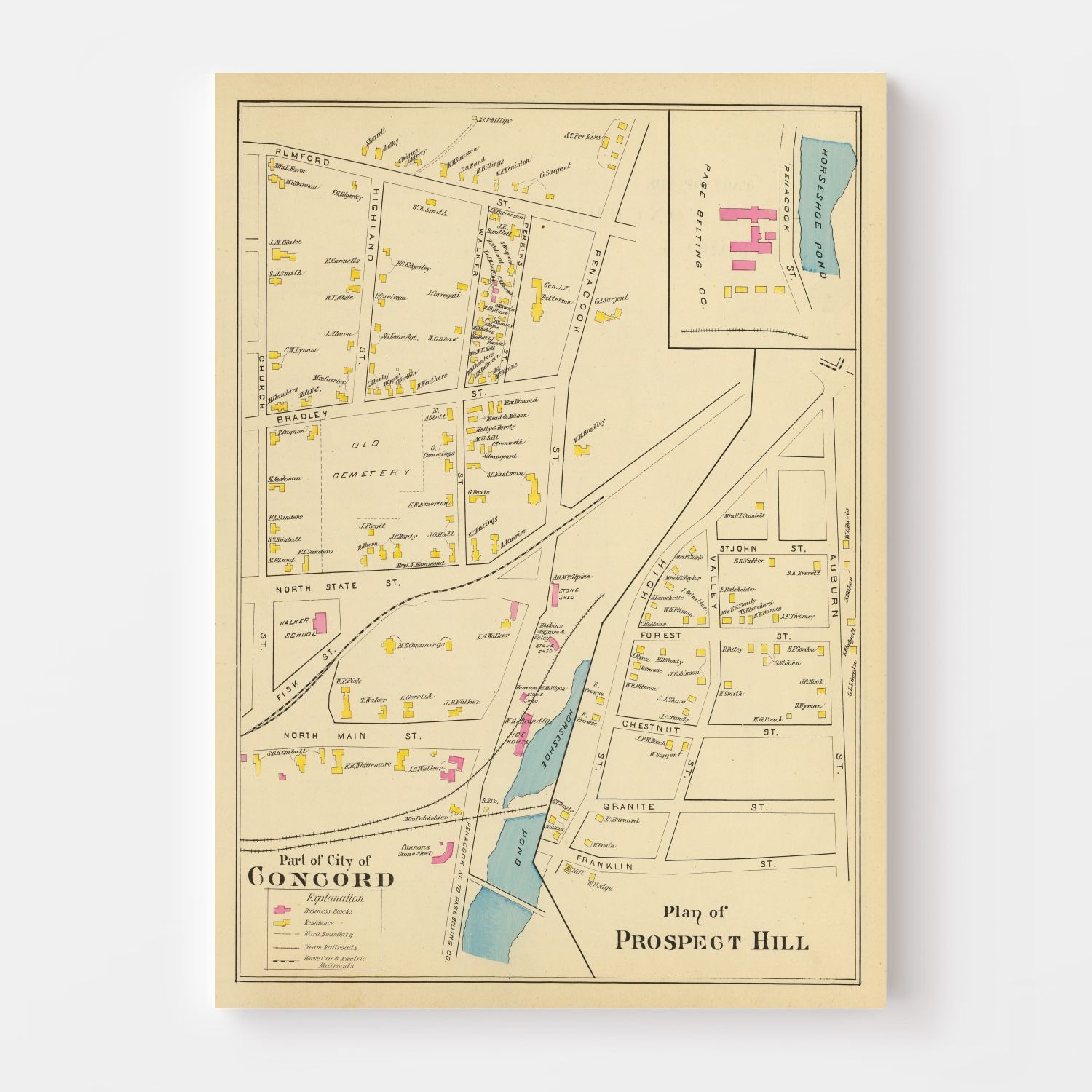 Vintage Map of Concord, New Hampshire 1892