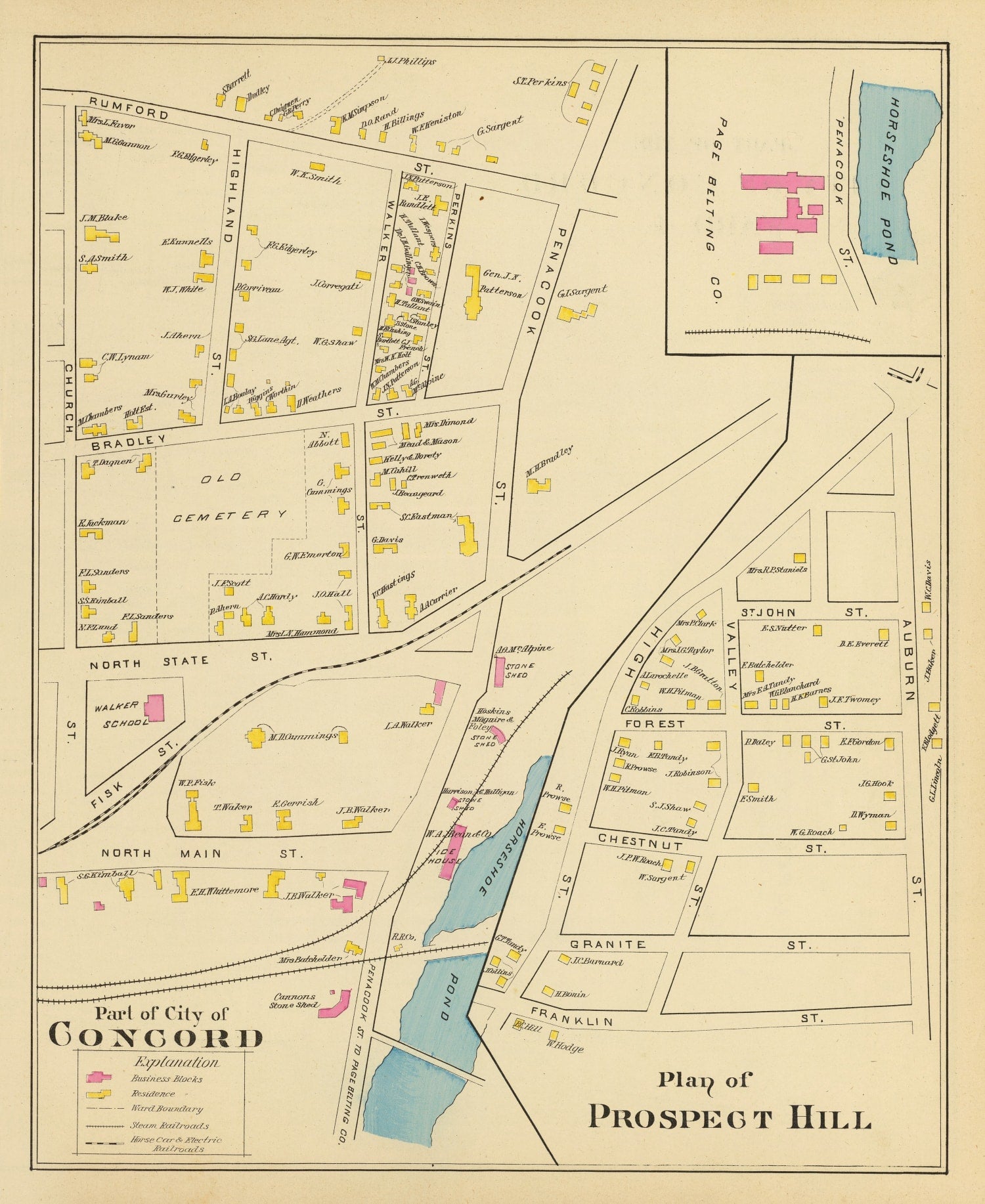 Vintage Map of Concord, New Hampshire 1892