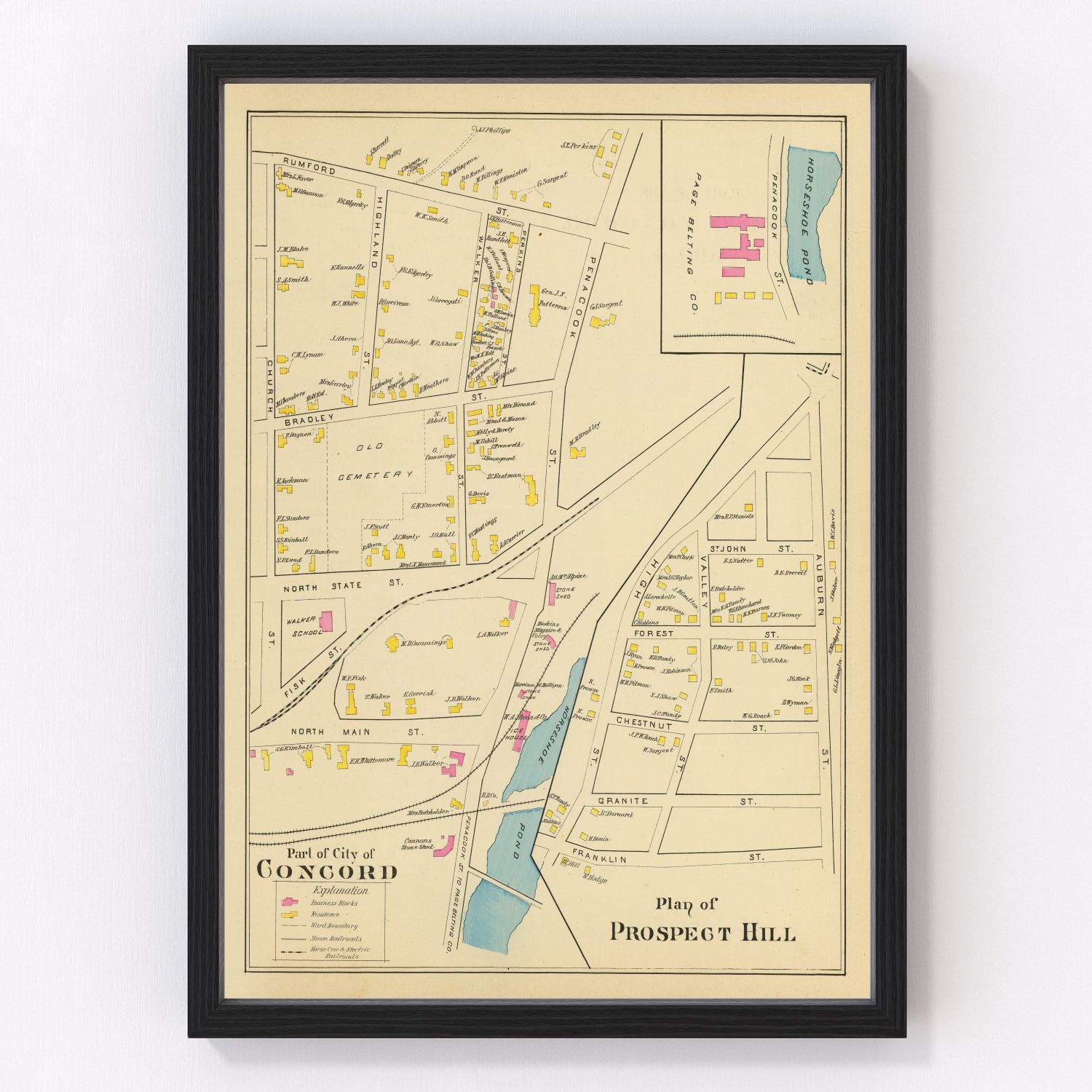 Vintage Map of Concord, New Hampshire 1892