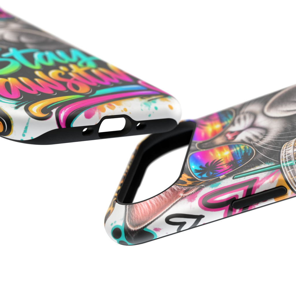Phone Case — "Stay Pawsitive" Cat Impact-Resistant Case