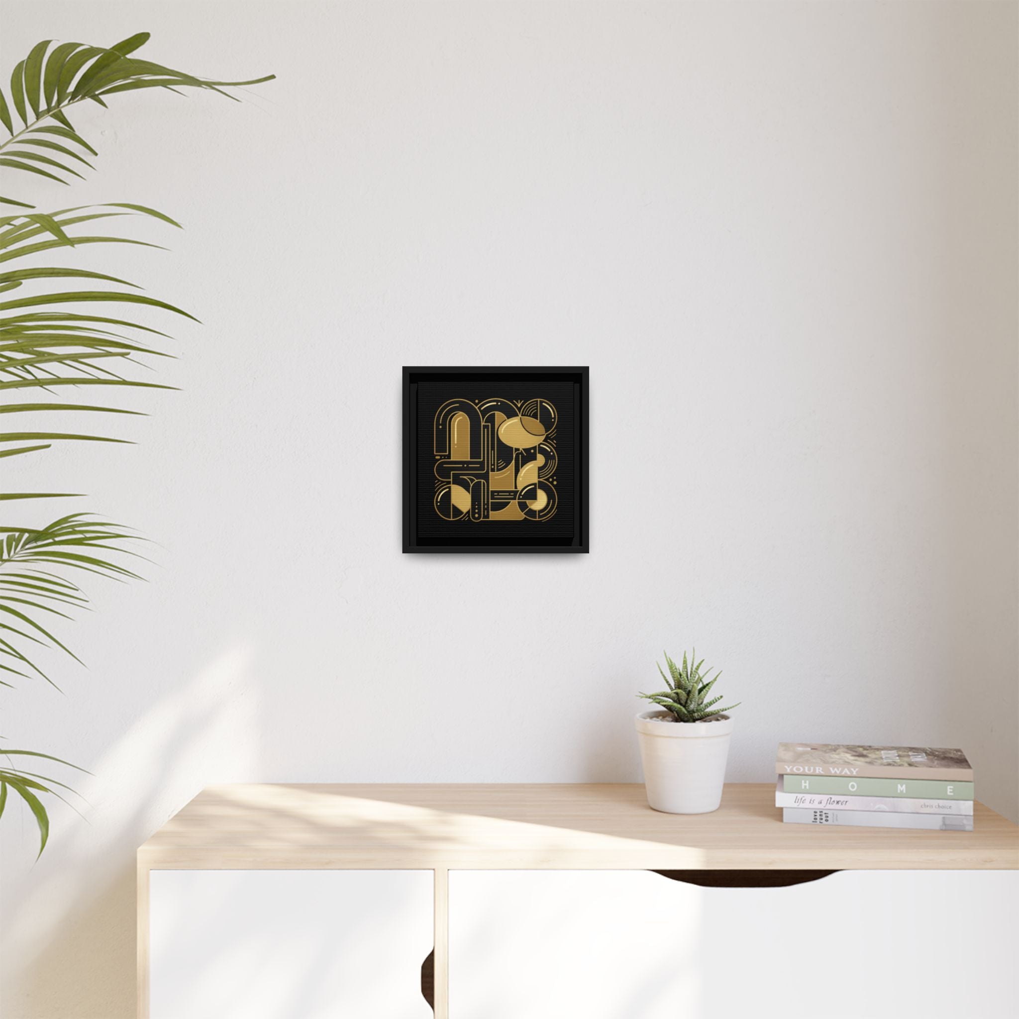 Gold Geometric Art Print — Framed Matte Canvas