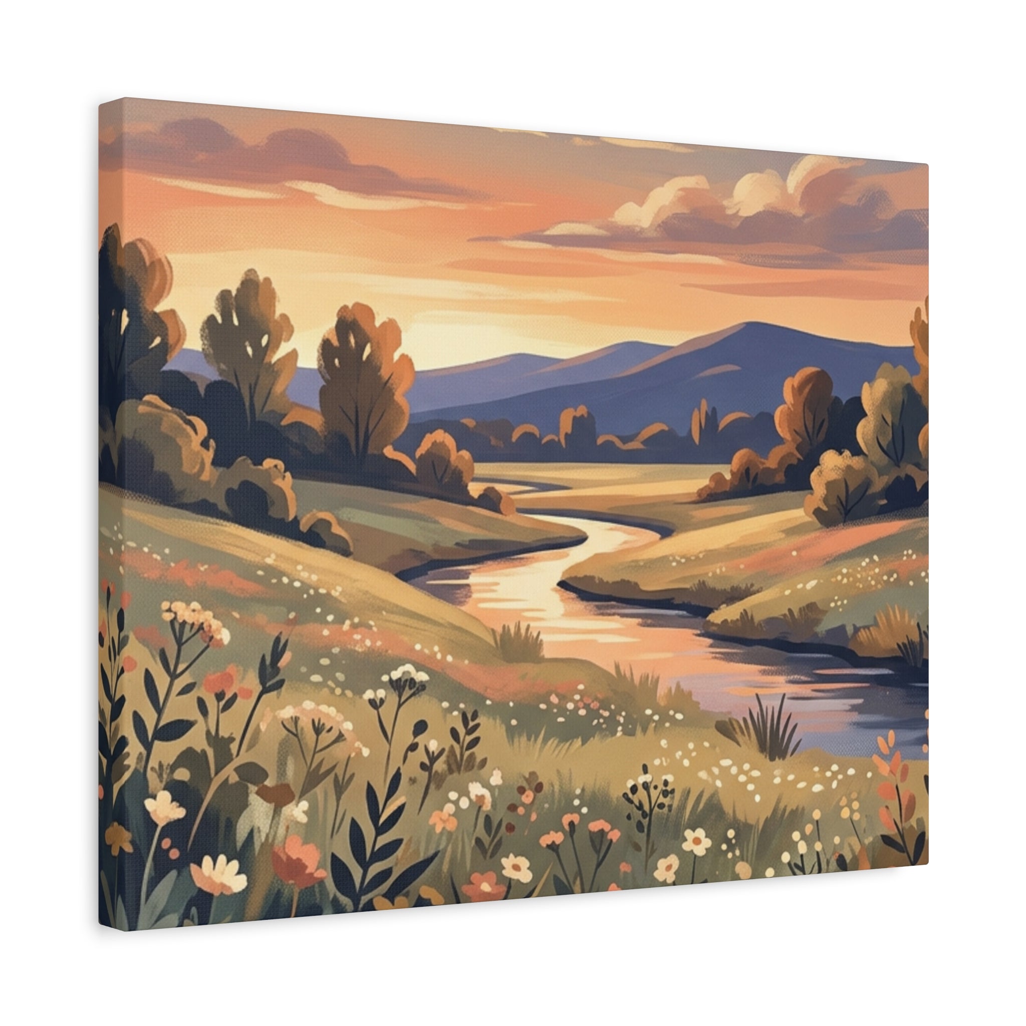 Sunset Meadow Canvas Wall Art
