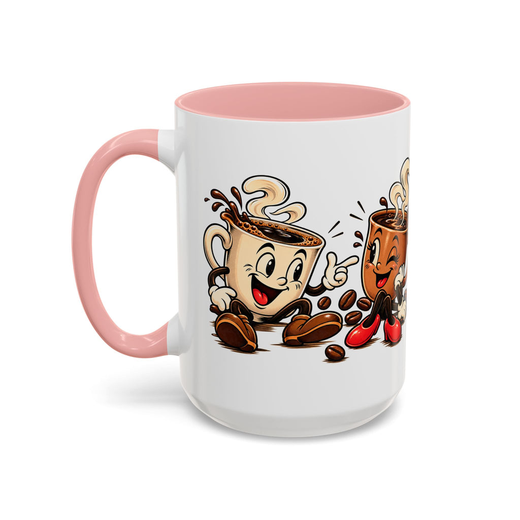 Coffee Cartoon Mug — Cute Dancing Coffee Cups Accent Mug
