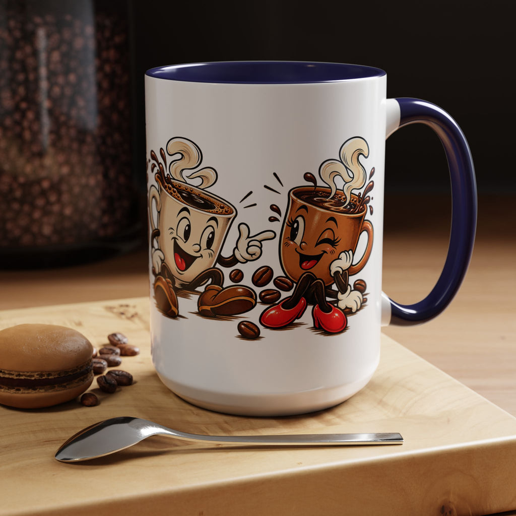 Coffee Cartoon Mug — Cute Dancing Coffee Cups Accent Mug