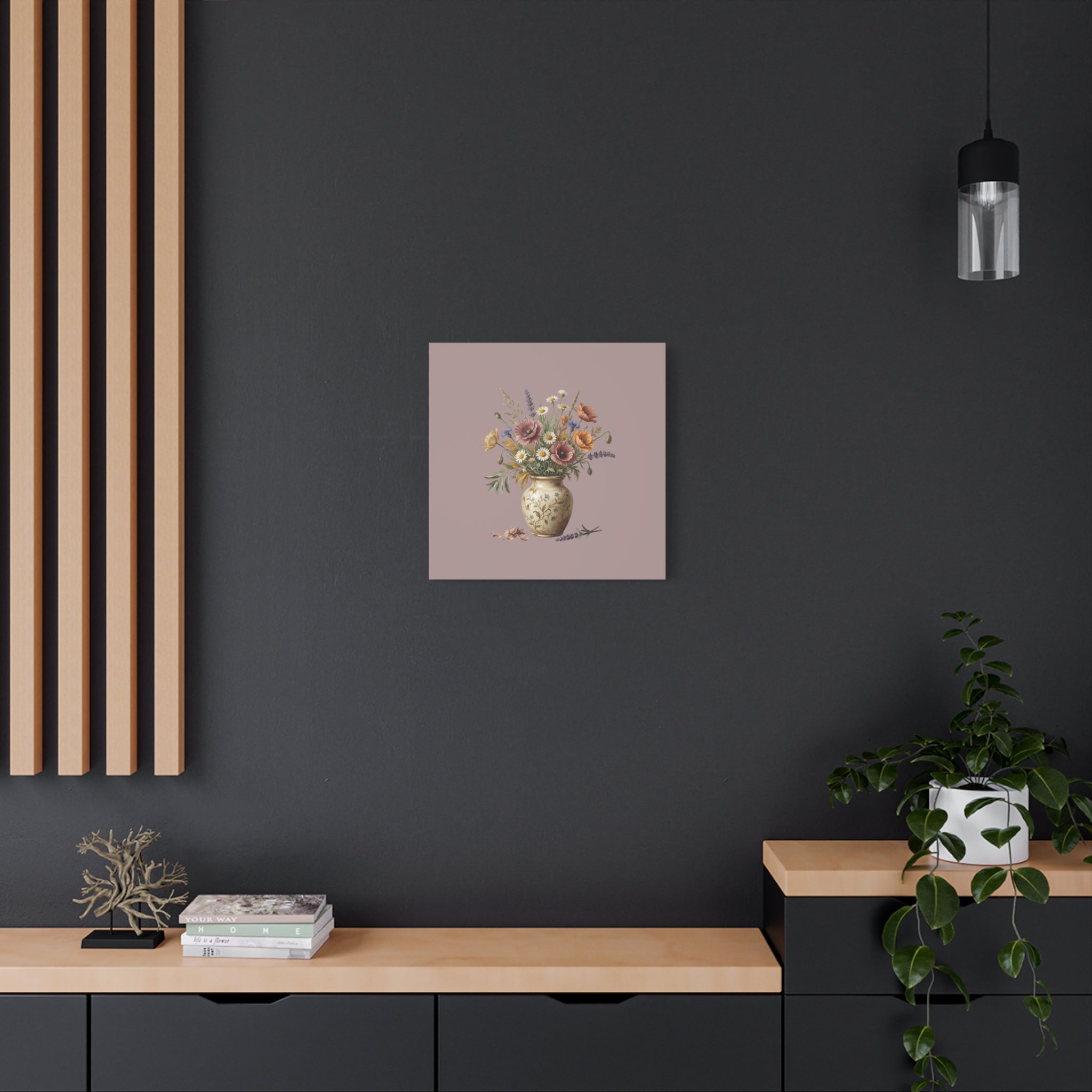 Botanical Vase Floral Canvas Print — Vintage Wildflower Wall Art