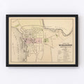 Vintage Map of Burlington, Vermont 1873