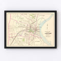 Vintage Map of Hartford, Connecticut 1893