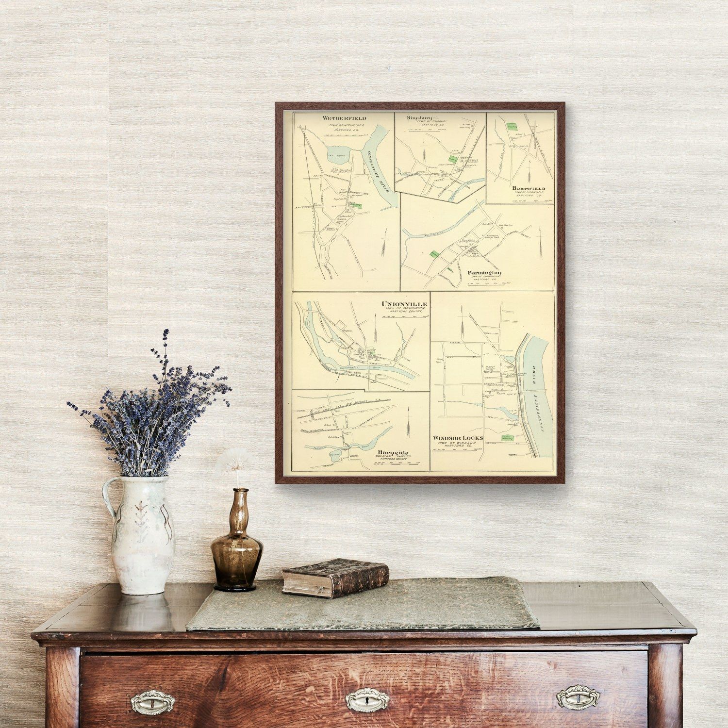 Vintage Map of Wethersfield, Connecticut 1893