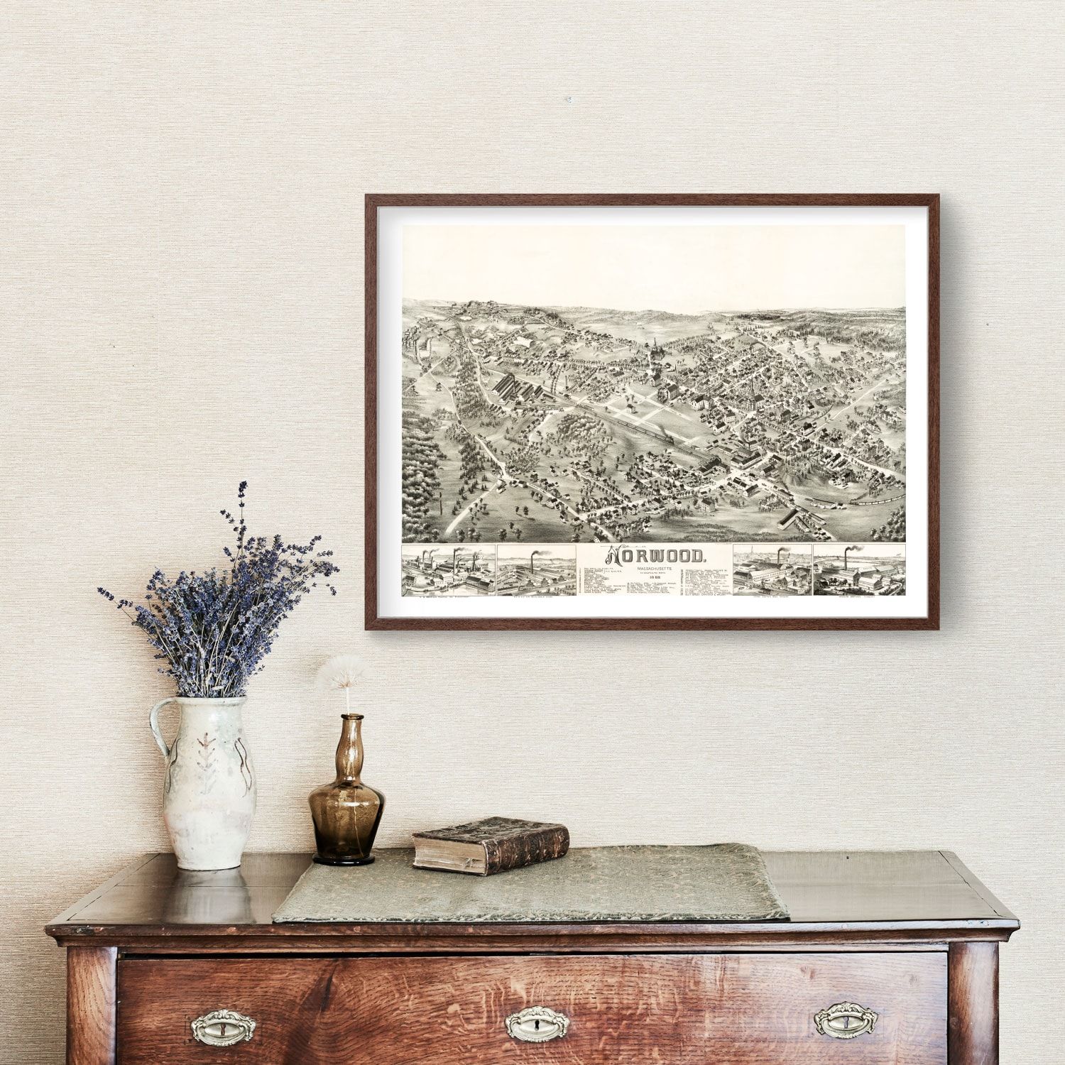 Vintage Map of Norwood, Massachusetts 1882