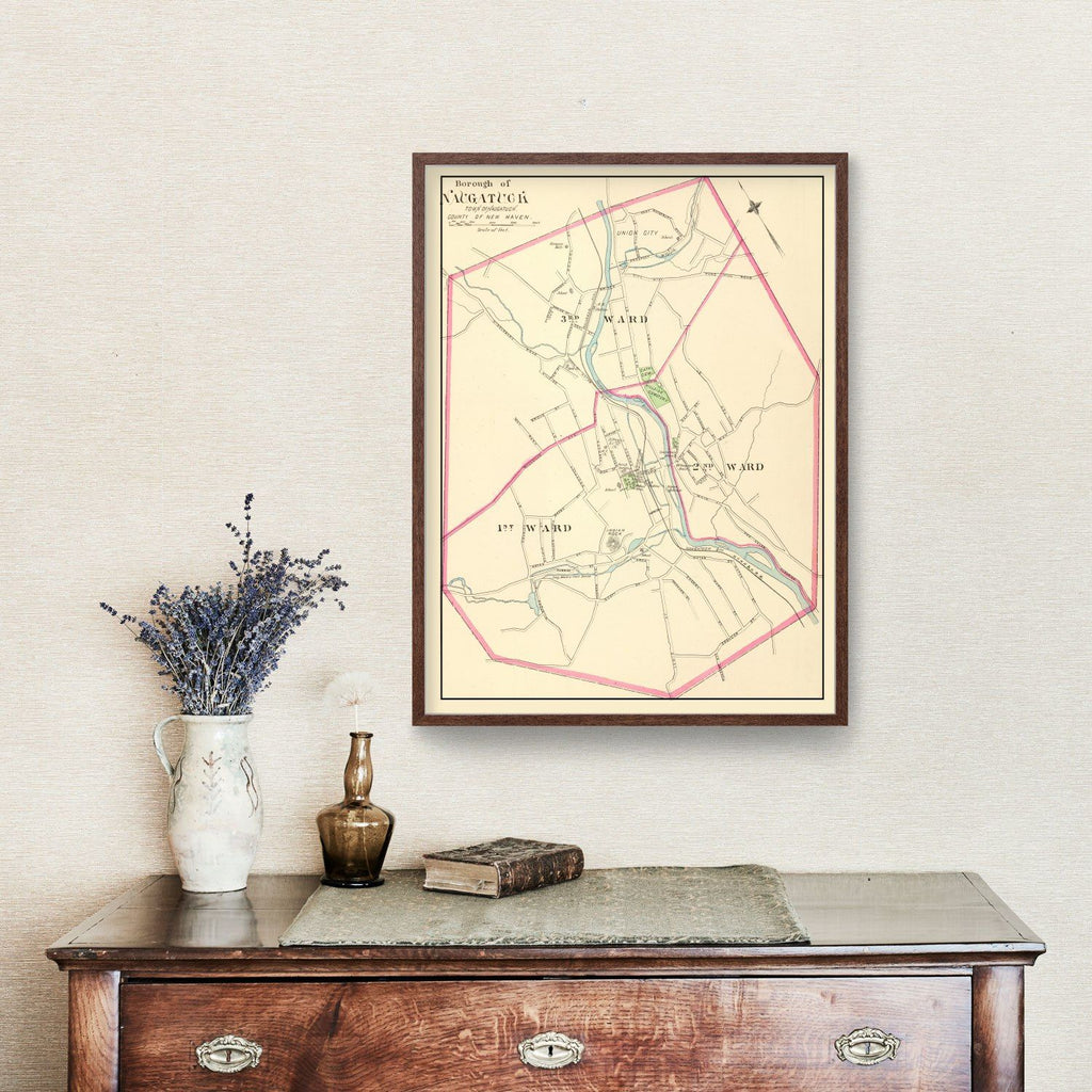 Vintage Map of Naugatuck, Connecticut 1893