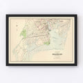 Vintage Map of Bridgeport, Connecticut 1893