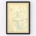 Vintage Map of Greenwich, Connecticut 1893