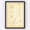 Vintage Map of Newtown, Connecticut 1893
