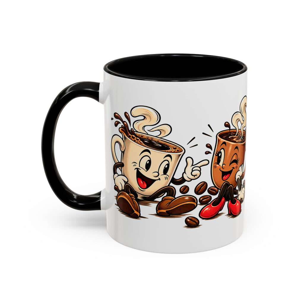 Coffee Cartoon Mug — Cute Dancing Coffee Cups Accent Mug