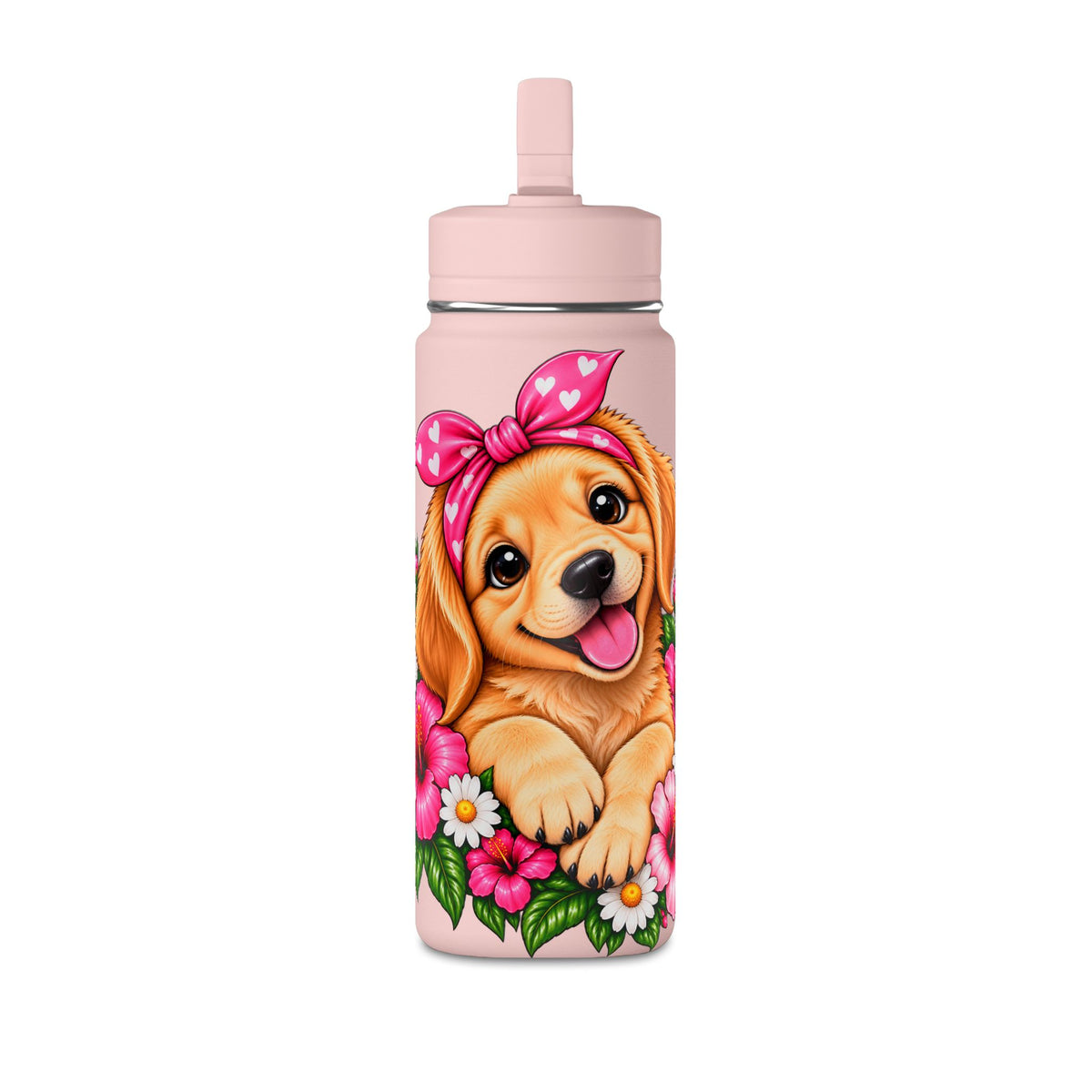 Puppy Floral 20oz Water Bottle