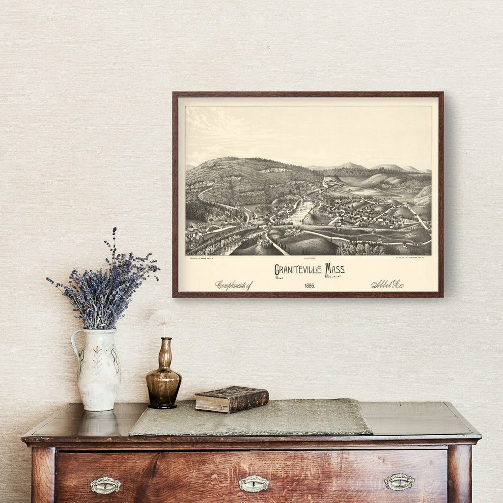 Vintage Map of Graniteville, Massachusetts 1886