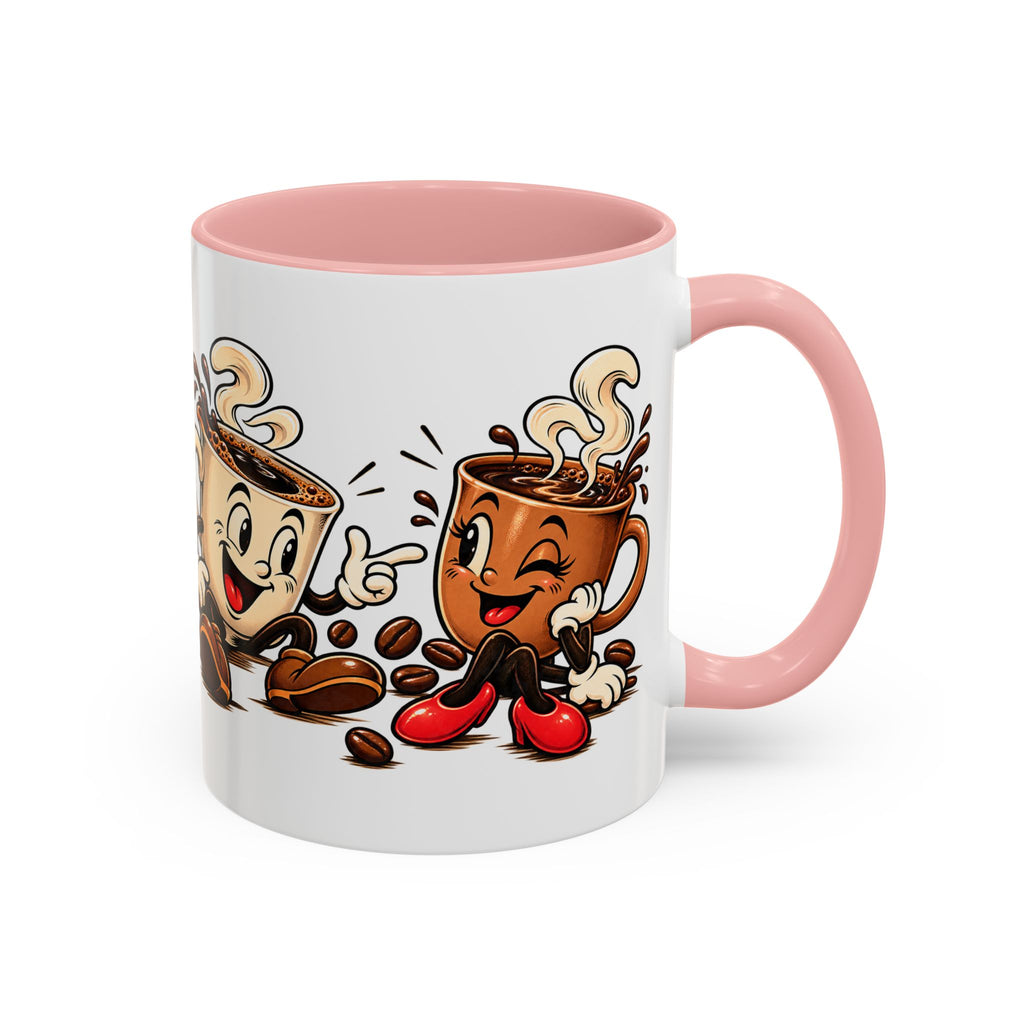 Coffee Cartoon Mug — Cute Dancing Coffee Cups Accent Mug