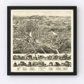 Vintage Map of Uxbridge, Massachusetts 1880