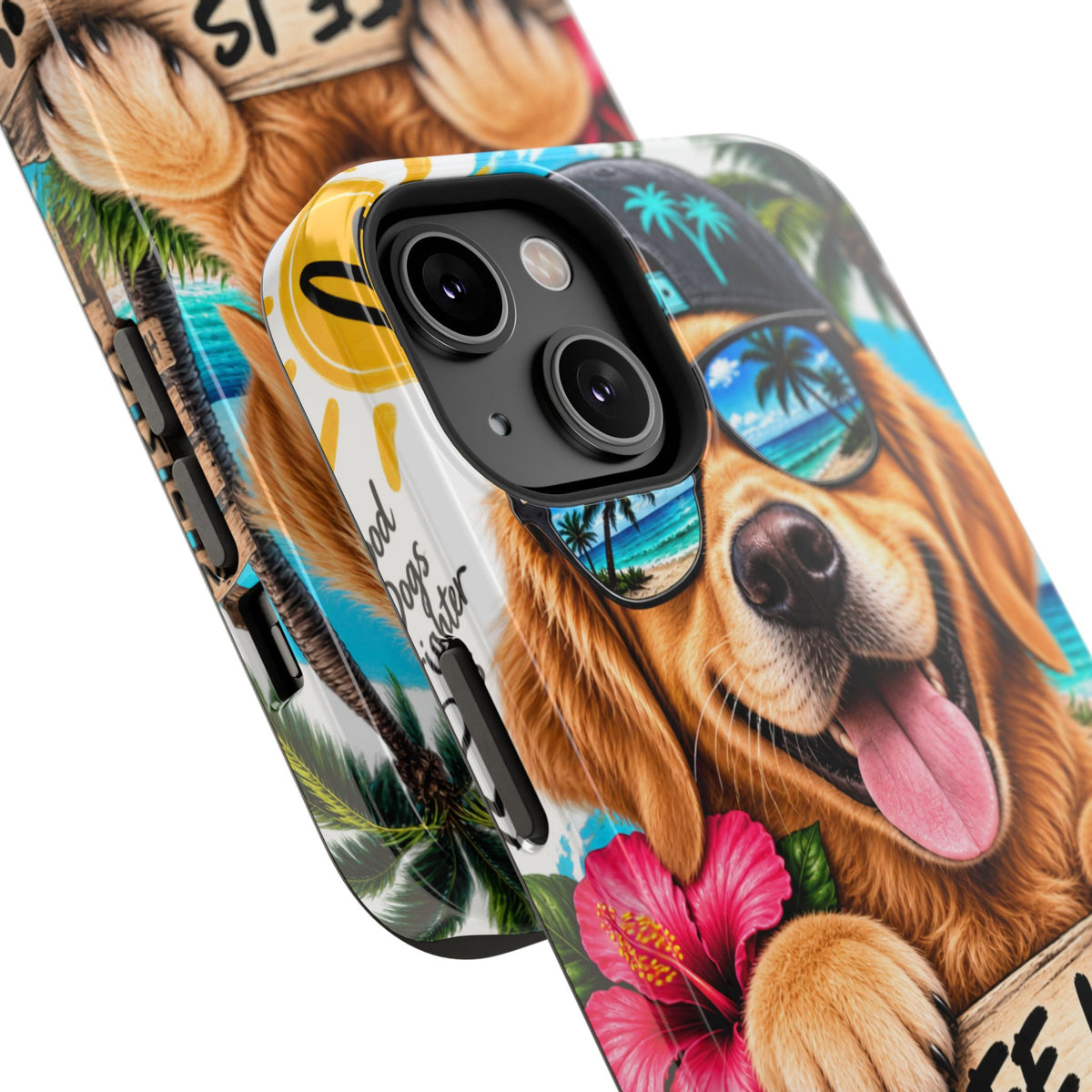 Impact-Resistant Phone Case — "Life Is Better With a Dog" Tropical Dog Design