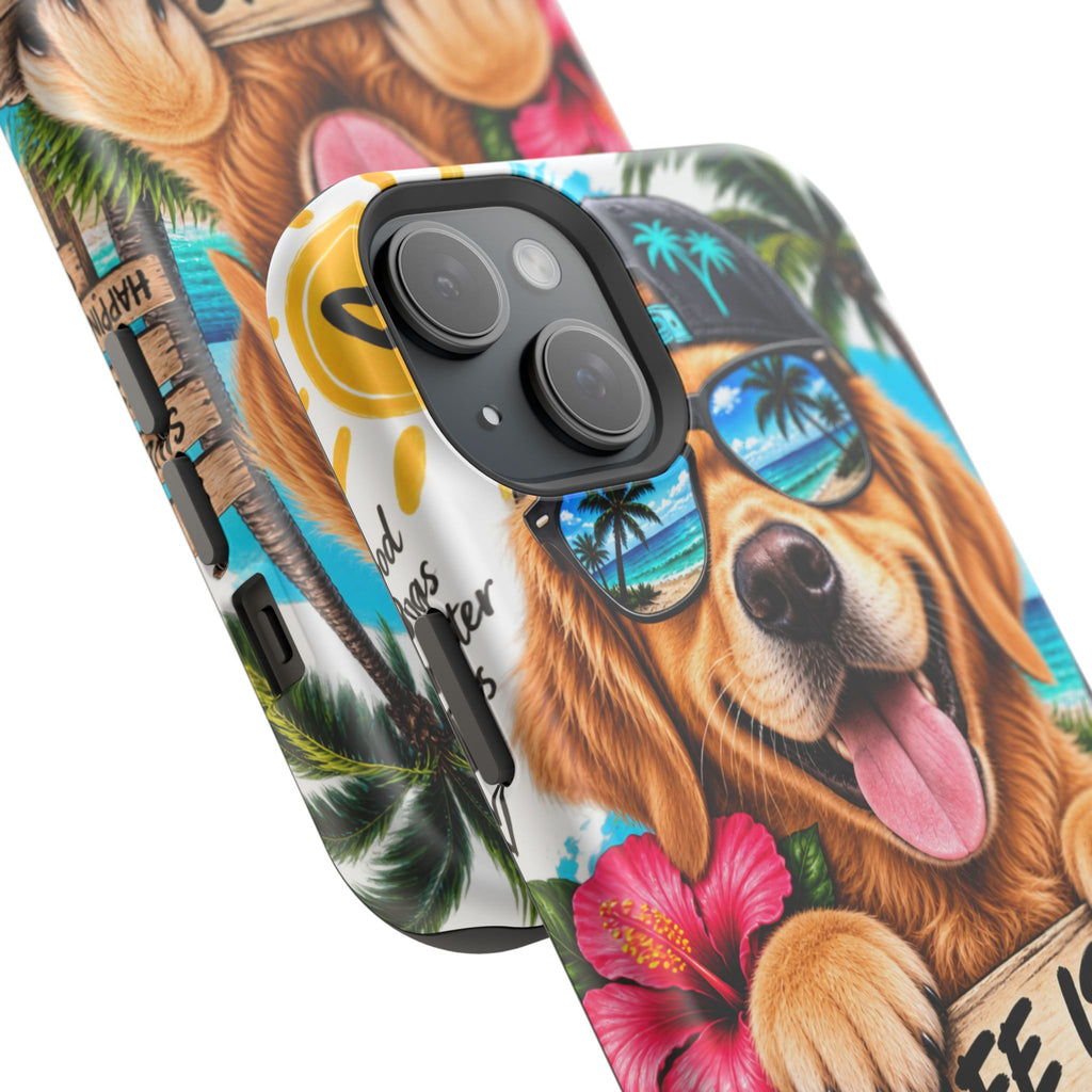 Impact-Resistant Phone Case — "Life Is Better With a Dog" Tropical Dog Design