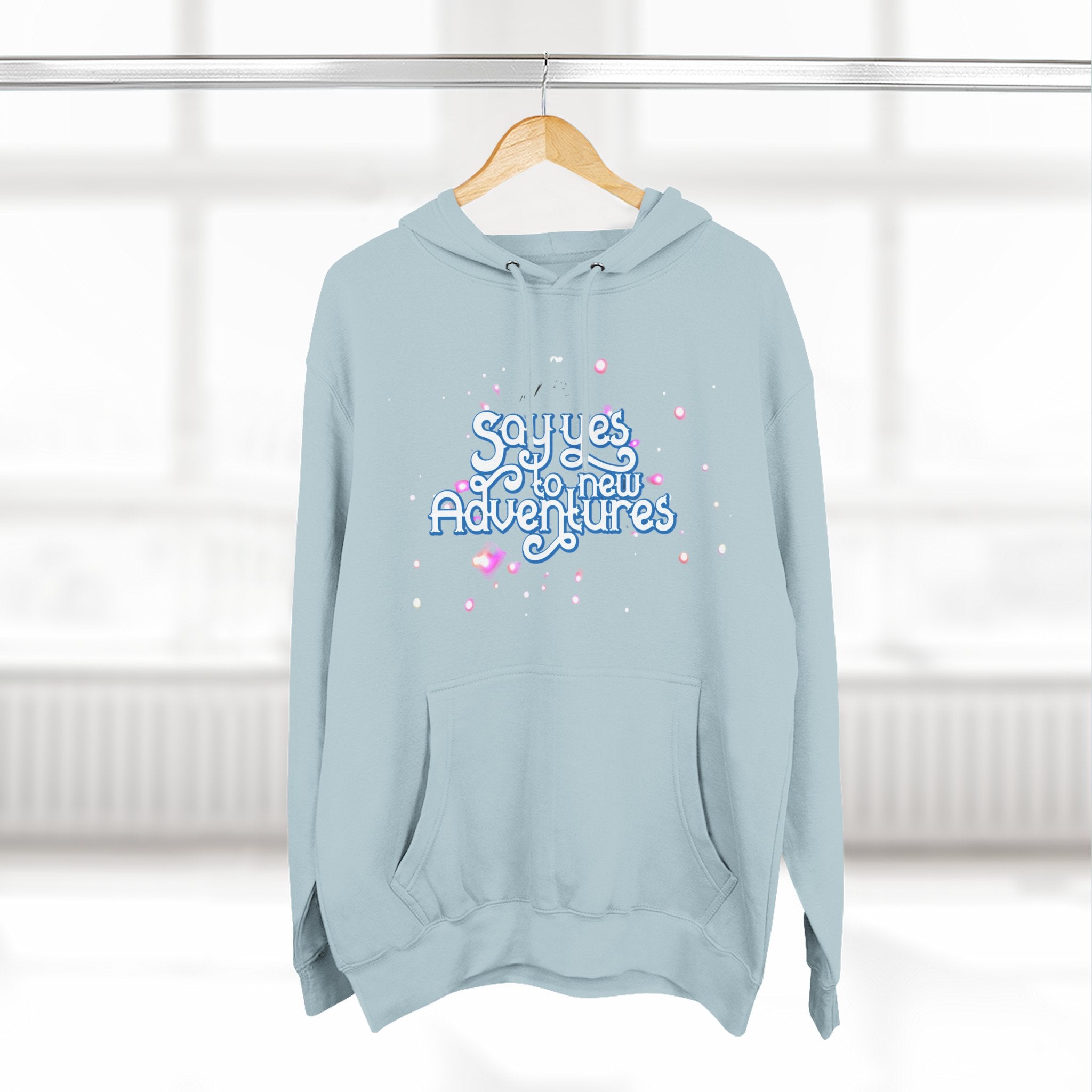 Hoodie — 'Say yes to New Adventures' Pastel Graphic Fleece Hoodie