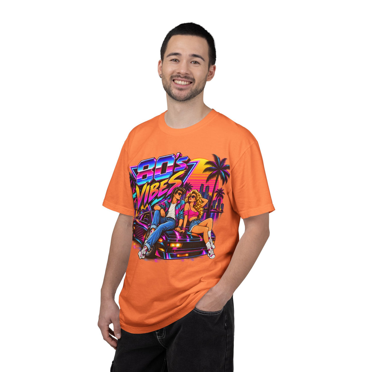 80s Vibes retro car scene T-shirt | neon palm sunset
