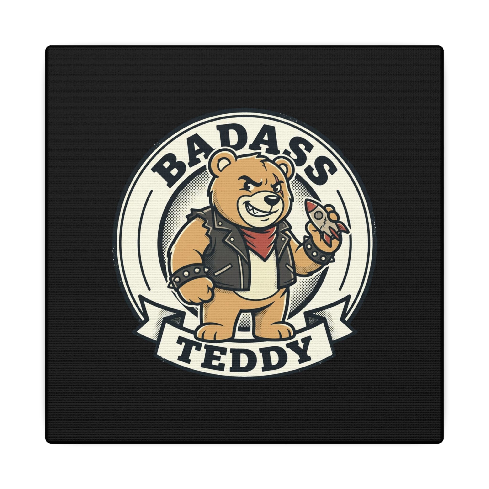 Badass Teddy Canvas Wall Art — Edgy Teddy Bear Stretched Matte Print