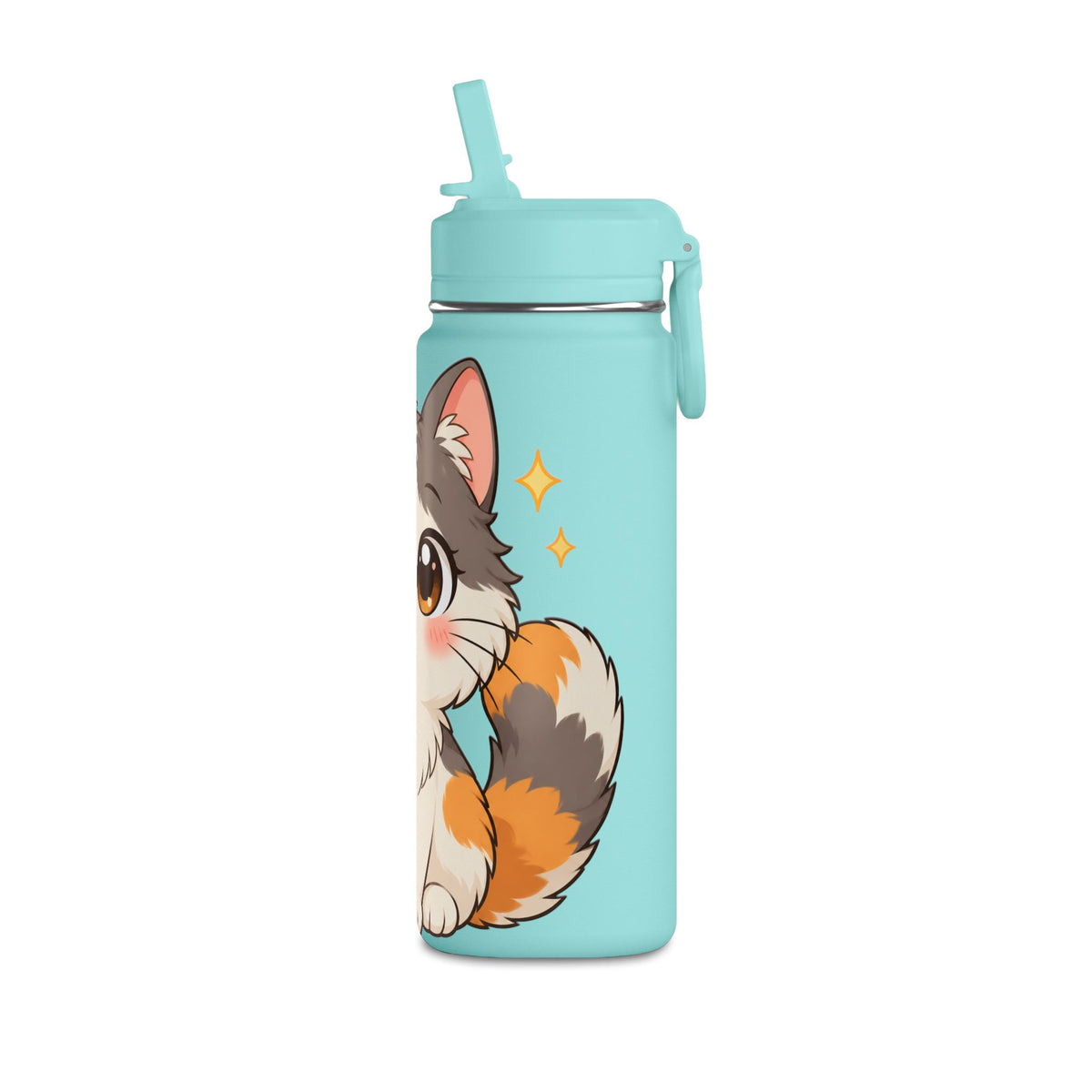 Cute Calico Cat Water Bottle, 20oz