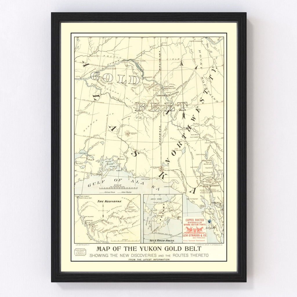 Vintage Yukon Gold Belt Map 1897