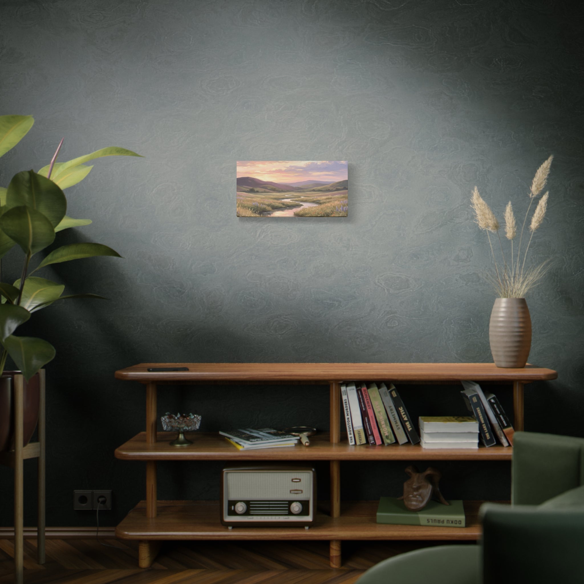 Sunset Meadow Canvas Wall Art - Stretched Matte Landscape Print