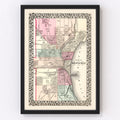 Vintage Map of Milwaukee, Wisconsin 1877