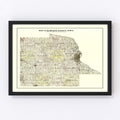 Vintage Map of Dubuque County, Iowa 1900