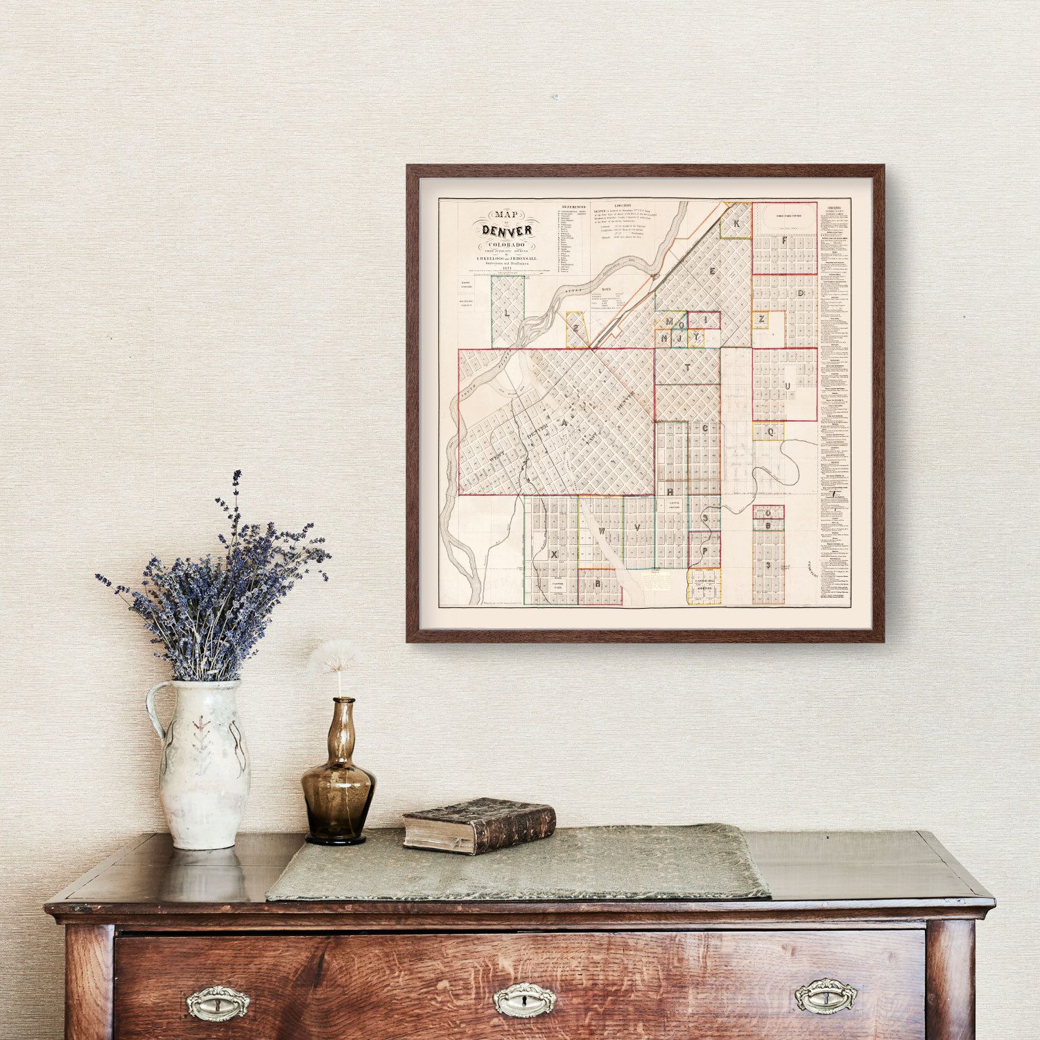 Vintage Map of Denver, Colorado 1871