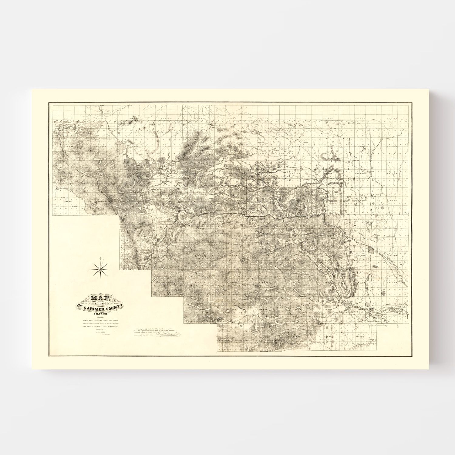 Vintage Map of Larimer County, Colorado 1884