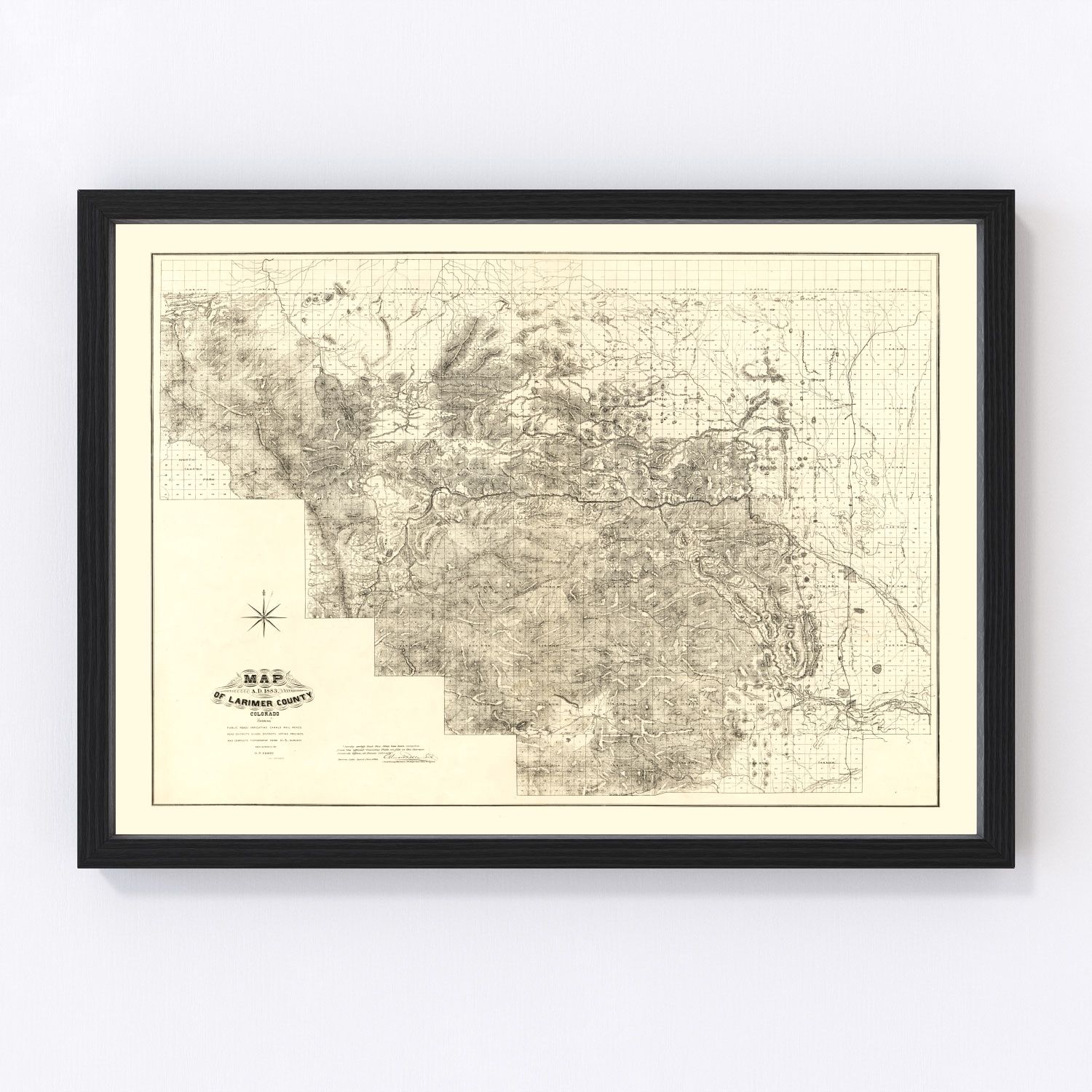 Vintage Map of Larimer County, Colorado 1884