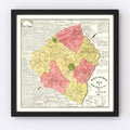Vintage Map of Hart County, Georgia 1889