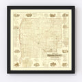 Vintage Map of Greene County, Illinois 1861