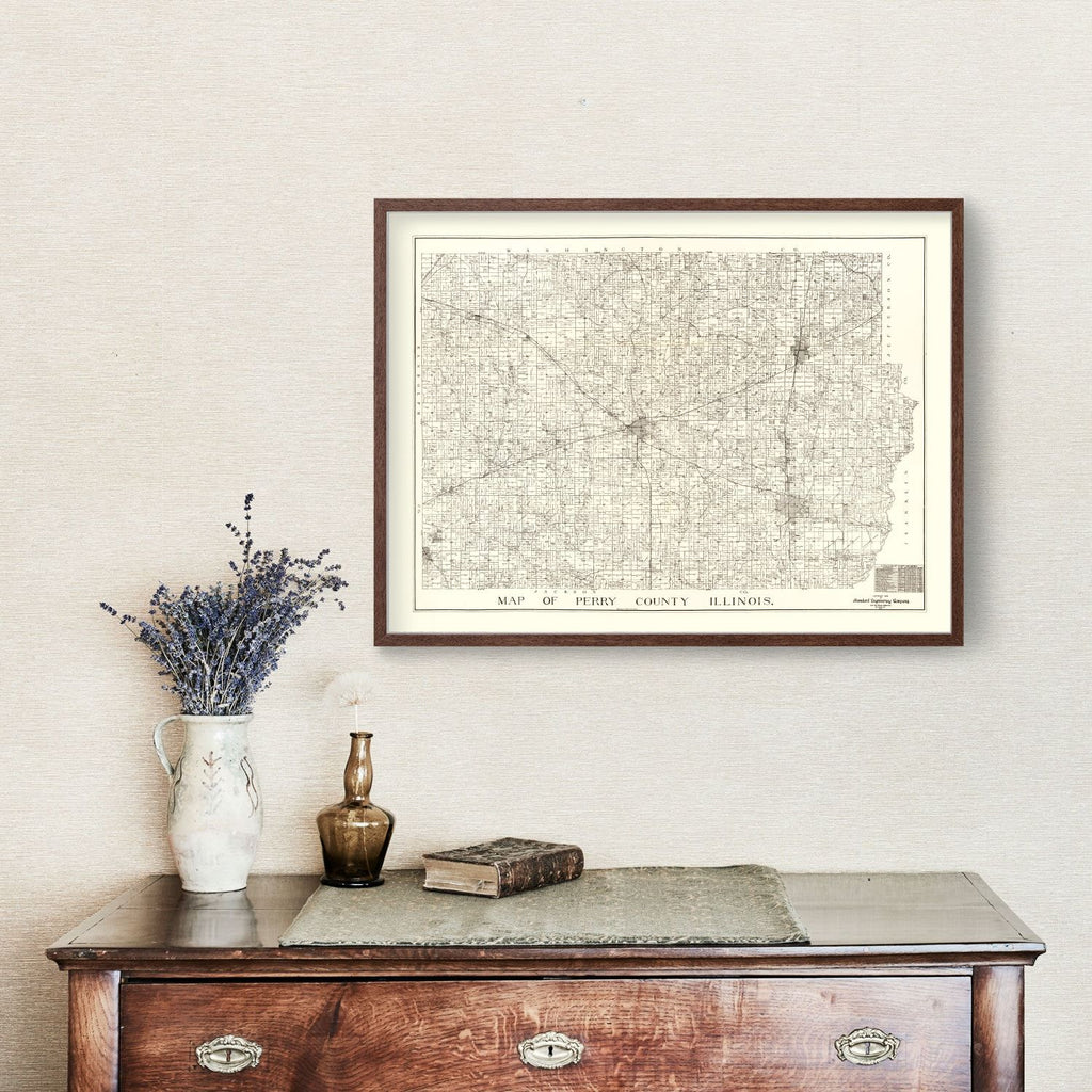 Vintage Map of Perry County, Illinois 1908