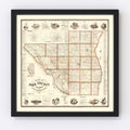 Vintage Map of Pike County, Illinois 1860