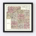 Vintage Map of Carroll County, Indiana 1898