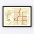 Vintage Map of Vigo County, Indiana 1858